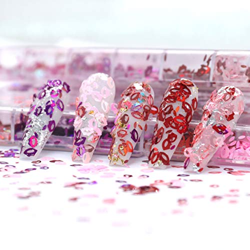 Dudak Nail Art Etiketler Çıkartmaları Glitter Tasarımcı Tırnak Sanat Malzemeleri Akrilik Çivi Süslemeleri Manikür İpuçları