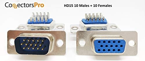 Pc Aksesuarları-Konnektörler Pro 10 Pairs D-Sub HD15 Yüksek Yoğunluklu Lehim Erkek ve DB HD15 Dişi Konnektör 3-Satır, 20-Paketi(
