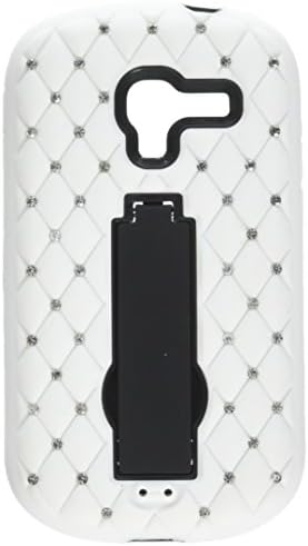 MyBat Asmyna Symbiosis Samsung T599 Galaxy Sergi için Elmaslı Koruyucu Kapak Standı-Perakende Ambalaj-Siyah / Beyaz