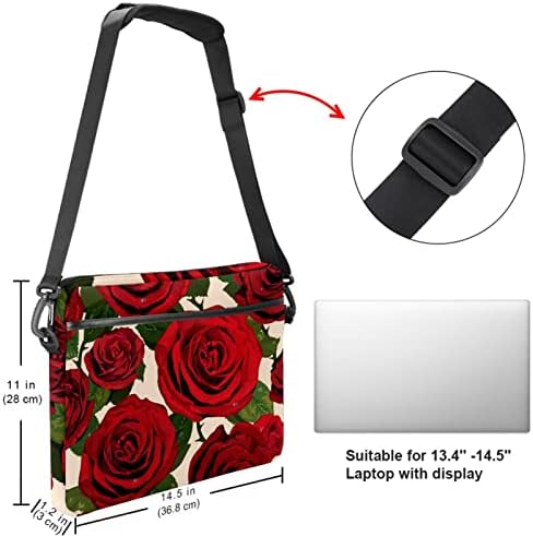Retro Aşk Kırmızı Gül Çiçek Desen Laptop omuz askılı çanta Kılıf Kol için 13.4 İnç 14.5 İnç Dizüstü laptop çantası Dizüstü