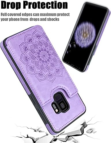 MMHUO için Samsung Galaxy S9 Kılıf ile kart tutucu, Çiçek Manyetik Geri Flip Case için Samsung Galaxy S9 Cüzdan Kılıf için