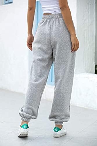 Bayan Sweatpants Salonu Baggy Pamuk Casual Joggers Yüksek Bel Atletik Pantolon Kış Giyim Cepler ıle Harem Pantolon