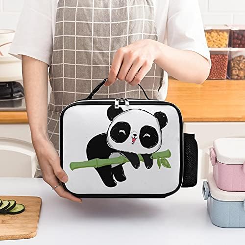 Öğle yemeği çantası Panda bambu öğle yemeği konteyner deri öğle yemeği kutusu okul piknik Caping iş için