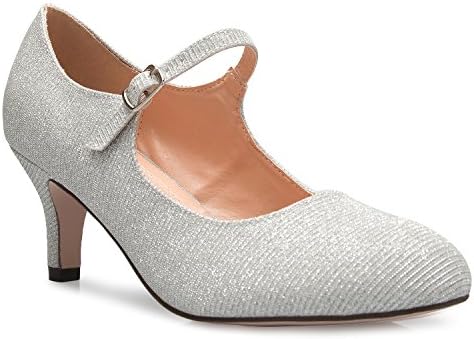 Olivia K Bayan Klasik Düşük Orta Topuklu Mary Jane Pompalar-Sevimli Yuvarlak Ayak Vintage Retro Ayakkabı