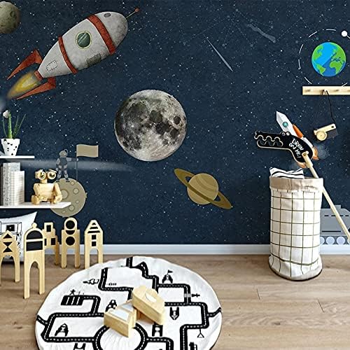 HGFHGD kendinden Yapışkanlı Fotoğraf Duvar Kağıdı 3D Karikatür Uzay Evren Gezegen Roket çocuk Odası çocuk Yatak Odası Duvar