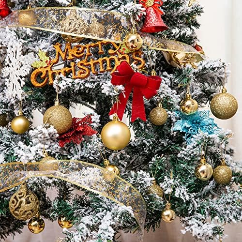 MELOKİ Noel Süsler Topları, 100 Pcs Kırılmaz Noel Ağacı Topları Tatil Süsler Noel Ağacı Süslemeleri için Set, Bir-Altın