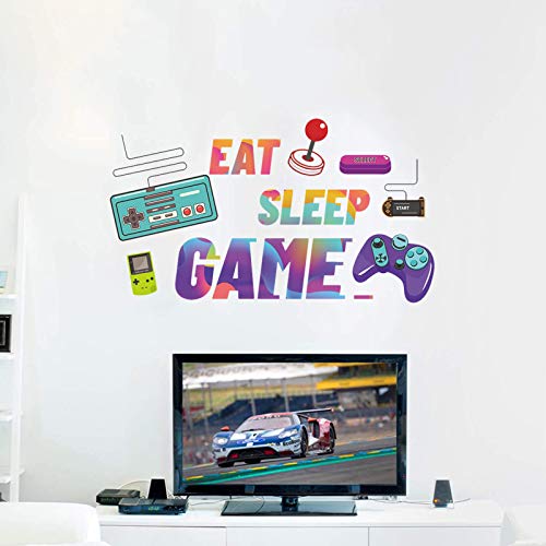 Gamer Duvar Çıkartmaları Boys Odası için Renkli Video Oyunu duvar çıkartmaları, yemek Uyku Oyunu Letterings Duvar Posterler