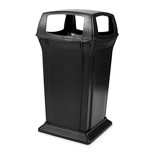 Rubbermaid Ticari Ürünler Ranger Çöp Tenekesi Kapaklı, 65 Galon, Siyah Plastik, Dış Mekan Kullanımı için