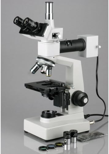 AmScope ME300TZA-2L - 3M Dijital Episkopik ve Diaskopik Trinoküler Metalurjik Mikroskop, WF10x ve WF16x Göz Mercekleri, 40X-1600X