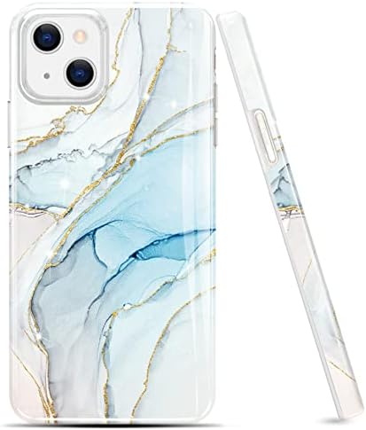 luolnh Altın Glitter Sparkle Kılıf iPhone 13 Kılıf ile Uyumlu Mermer Tasarım Darbeye İnce Yumuşak Silikon TPU Tampon Kapak