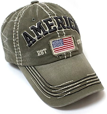 Vintage Amerika EST. 1776 Bayrak Nakış Beyzbol Şapkası