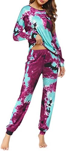Ekouaer kadın Uzun Kollu Pijama setleri 2 Adet Jogger Kazak Pantolon Pijama Loungewear Pjs Seti