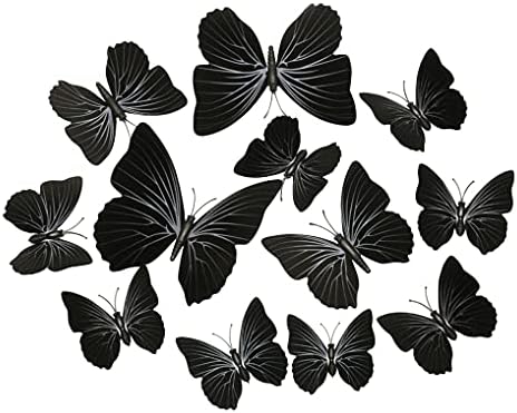 36 Pcs 3D Siyah Kelebek duvar çıkartmaları sanat dekoru El Sanatları Kelebek Duvar Çıkartmaları Çıkarılabilir Mıknatıslar Set