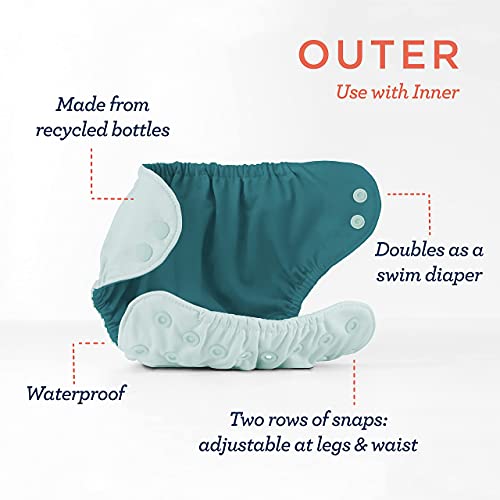 Esembly Su Geçirmez Bez Bebek Bezi Dış Kapak (Lagün, Boyut 1) ve Gün Çantası (Mist Colorblock), Yeniden Kullanılabilir ve Yıkanabilir