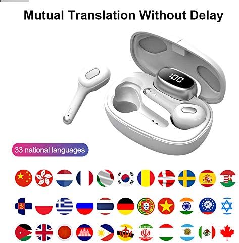 Bluetooth Çevirmen Kulaklık ile Şarj Kutusu, kablosuz Çeviri Cihazı Akıllı Kulaklık Anında Çevirmen Öğrenme Seyahat için 33