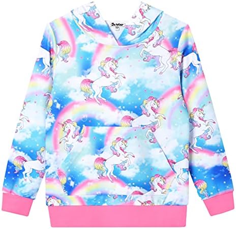 Jxstar Hoodie Kızlar için Unicorn Kedi Kazak Kazak Gömlek Çocuklar için Giysi