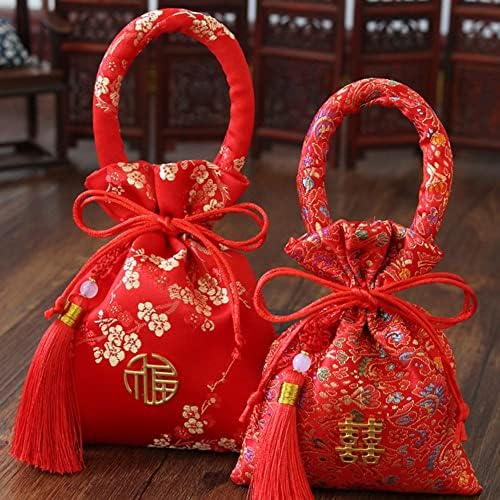 Flwraft Çin Tarzı İpli Püsküller ile Çin Düğüm Parti Malzemeleri Düğün Şeker Çanta Paketi Çanta Kolu Çanta Düğün-Favor Hediye