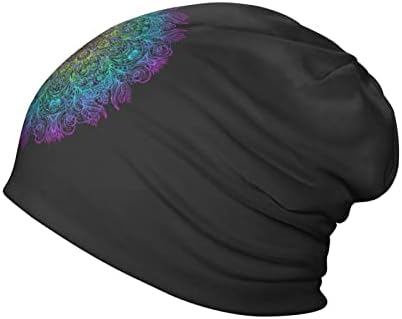 Hayat çiçek Kutsal Geometri Bere Şapka Unisex Kafatası Kap Siyah Hımbıl Bere Şapka Kanser Kemo şapka Tüm Sezon için