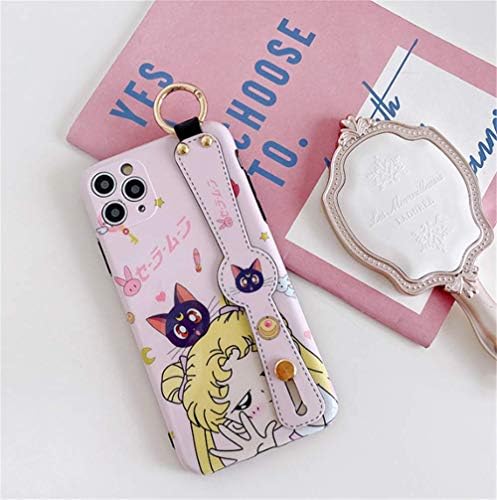 ıphone 11 Pro Max için Kılıf Kapak, japonya Anime Sailor Moon Kılıf Bilek Kayışı Band Tutucu ile Silikon Yumuşak Telefon Kılıfı