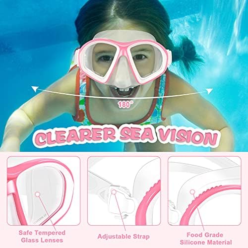 Supertrip Çocuklar Şnorkel seti Çocuk Maskesi Fin Şnorkel Seti Şnorkel Dişli ile Temperli Cam Şnorkel Maske Dalış Gözlük, kuru