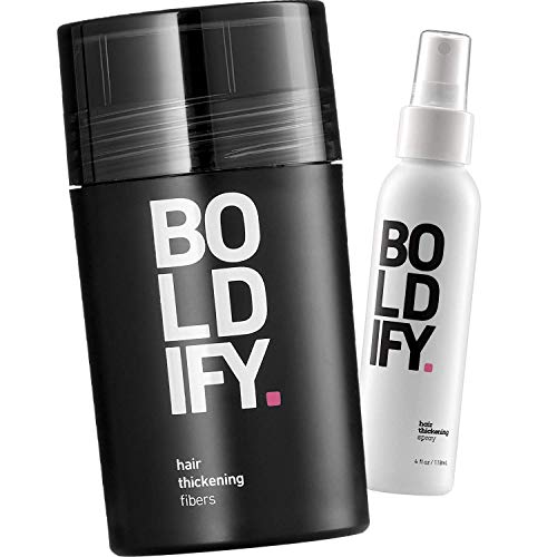 Saç Lifleri ( Orta Kahverengi) + Kalınlaştırıcı Sprey: Boldify Toplam Doku Paketi: Hacim, Kök Kaldırma, Doku, Lifler %100 Tespit