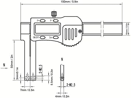 BestYıJo Dijital Sürmeli Kumpas, 0-150mm Paslanmaz Çelik Elektronik Dijital Sürmeli Kumpas İç Dış Çap Ölçme Aracı