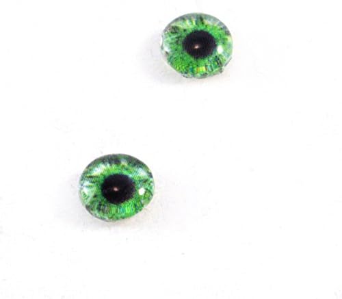 8mm Cam Gözler Yeşil Çift İnsan İşçiliği Kaynağı Flatback Cabochons Bebek Tahnitçilik veya Takı Yapımı için