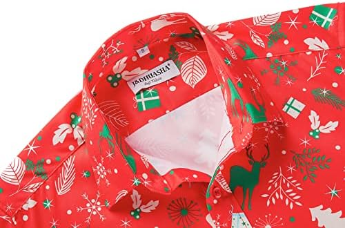 J & DHUASHA Noel Hawaii Gömlek Erkekler için Kısa Kollu Düğme Aşağı Santa Tatil Elbise Gömlek