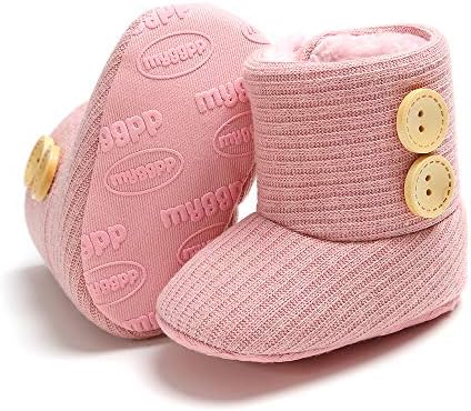 HsdsBebe Bebek Erkek Kız Kar Botları Premium Düğme Kaymaz Yumuşak Taban Toddler Ilk Yürüteç Kış Sıcak Beşik Ayakkabı
