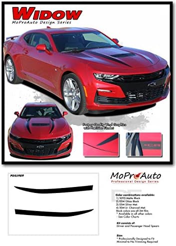 MoProAuto Pro Tasarım Serisi Dul: 2019 2020 Chevy Camaro Örümcek Stripes Hood Mızrak Çıkartmaları Vinil Grafik Kiti 3 M (SS