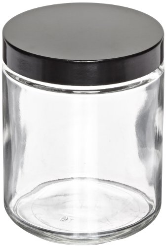 Kimble Tip III Soda-Kireç Camı Şeffaf Düz Taraflı Geniş Ağızlı, Kağıt Hamuru / Vinil Kapaklı Astarlı Kavanozlar, 16oz Kapasite