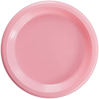 Zarif 9 İnç. Pembe plastik tabaklar-Düz Renk Tek Kullanımlık Tabaklar - 50 Adet