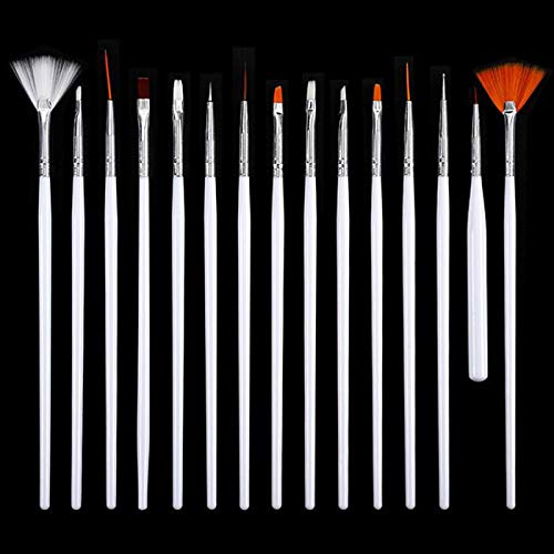 NC 15 ADET UV Nail Art Aracı Boyalı Kalem Seti Tasarım Süsleyen Boyama Çizim Lehçe Fırçalar Süslemeleri Manikür İpuçları-Beyaz