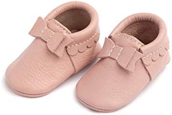 Taze Seçilmiş-Yumuşak Taban Deri Yay Moccasins-Bebek Kız Ayakkabı-Boyutları 1-5-Çoklu Renkler