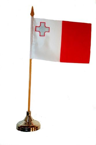 Malta Küçük 4X6 İnç Mini Ülke Sopa Bayrak Afiş ile altın STANDI üzerinde bir 10 İnç Plastik Kutup Yeni