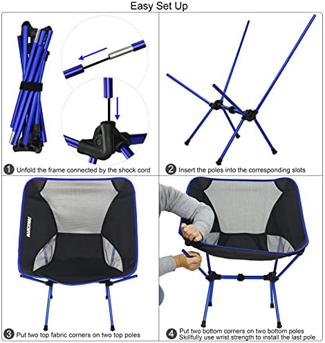 MARCHWAY Ultralight Katlanır kamp sandalyesi, taşınabilir Kompakt Açık Kamp için, Seyahat, Plaj, Piknik, Festivali, Yürüyüş,