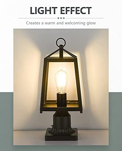 KAUEN Açık Post ışık, İskele Montaj Tabanı ile 15 inç dış Lamba Sonrası ışık Fikstürü, Şeffaf Camlı Siyah Kaplamalı Açık Kutup