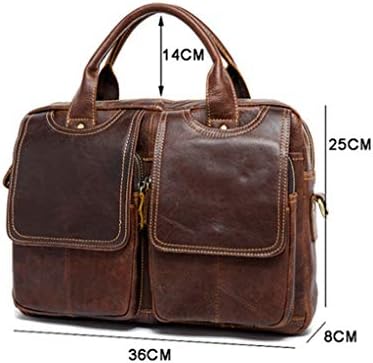 evrak çantası Deri Evrak Çantası Erkekler laptop çantası Iş Seyahat askılı çanta Su Geçirmez Retro Tote laptop çantası (Renk: