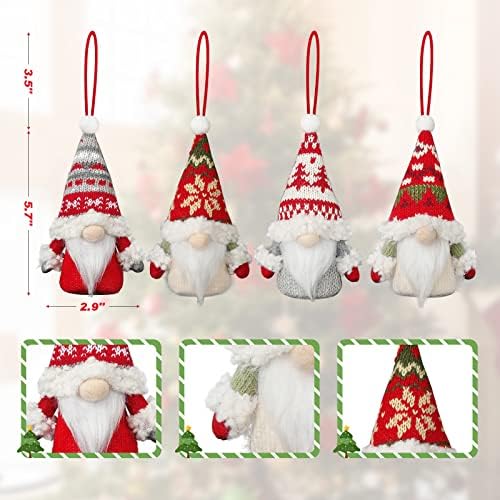 4 Paket Işıklı Tomte Cüceler noel süsler, el yapımı isveç Santa cüceler peluş Santa Elf ışıkları masa ev dekor süsler, noel