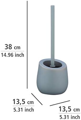 Wenko Badi Gri Silikon Kıllı ve Kenar Fırçalı Tuvalet Fırçası Tutacağı, Seramik, 13,5 x 38 x 13,5 cm, Gri