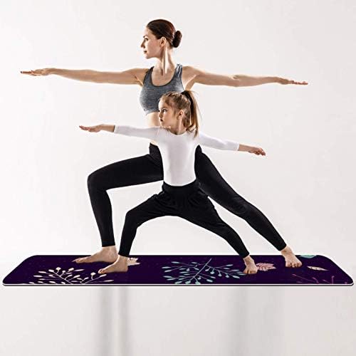 Unicey Koyu Mor Yapraklar Desen Yoga Mat Kalın Kaymaz Yoga Paspaslar Kadınlar ve Kızlar için egzersiz matı Yumuşak Pilates