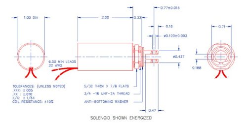 MSS Borulu Solenoid, Çekme Tipi, 9.0 Volt DC Aralıklı (%50) Görev, 1.00 (25 mm) Çap X 2.00 (51 mm) L.-ABD'de üretilmiştir