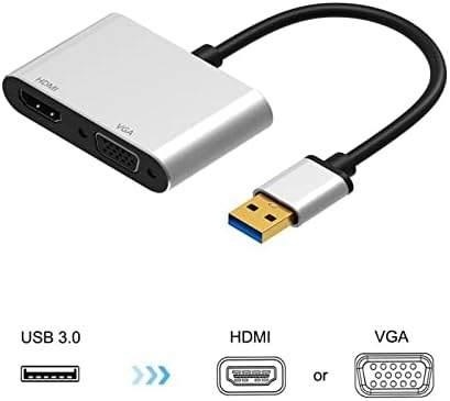 Bilgisayar Kablosu USB Vga Adaptörü, 1080 P USB 3.0 HDMI / VGA Dönüştürücü Kablosu, Full HD Video Adaptörü için Dizüstü / Masaüstü
