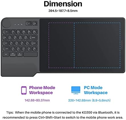 HUİON Inspiroy Keydial KD200 Bluetooth 5.0-Kablosuz Grafik çizim tableti ile Klavye Dial 5 Özelleştirilmiş Express Tuşları