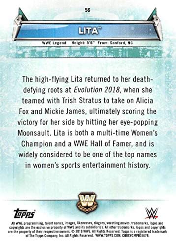 2019 Topps WWE Kadınlar Bölümü 56 Lita Güreş Ticaret Kartı