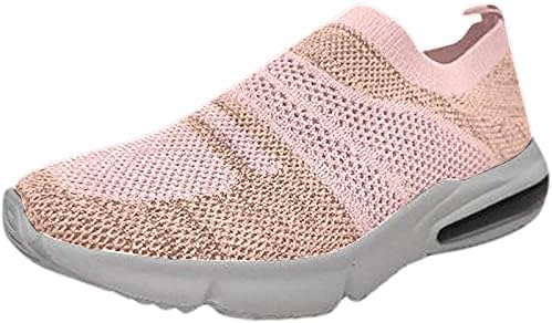 FlekmanArt kadın Sneakers Slip-on Örgü Loafer'lar Nefes Hafif spor koşu ayakkabıları hava yastığı yürüyüş ayakkabısı