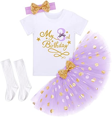 Bu Benim 1/2/1 / 2nd / 3rd Doğum Günü için 4 adet Kıyafetler Bebek Kız Kek Smash Bodysuit Tutu Etek Bandı ve Çorap Prenses