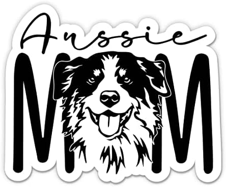 Aussie Mom Sticker-5 Laptop Etiketi - Araba, Telefon, Su Şişesi için Suya Dayanıklı Vinil-Avustralya Çoban Köpeği Çıkartması