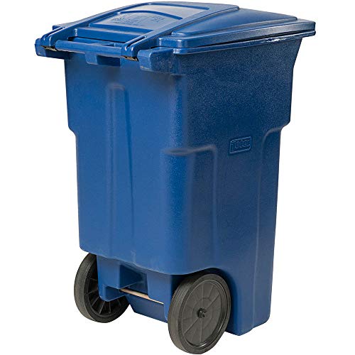 255 Qt. / 64 Galon / 240 Litre Mavi Döner Kalıplı Tekerlekli Dikdörtgen Çöp Tenekesi Kapaklı. Çöp kutusu Mutfak çöp tenekesi