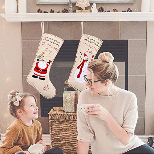 DJASM ZZWZM Keten Işlemeli Noel Stocking Yaratıcı Santa Kardan Adam Çorap Kolye Hediye Çantası Noel Süsler (Renk: Stil 1)